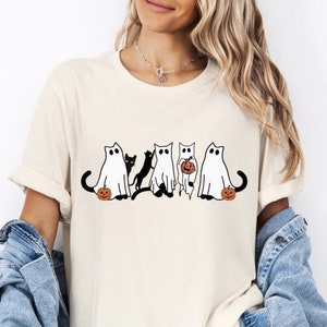Halloween shirt,Ghost cat Shirt,Halloween Cat Shirt, Black Cat Shirt,Spooky Season gift,Ghost cats,Fall shirt,Halloween cat ghost shirt