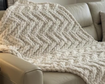 Manta súper suave con diseño de chevron grueso hecha a mano, suave y acogedora, regalo hecho a mano, decoración acogedora del hogar bohemio, regalo del día de la madre, regalo de baby shower, regalo de boda