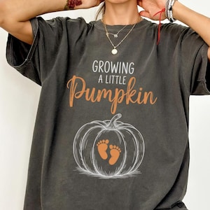 T-shirt pour faire-part de grossesse d'Halloween,T-shirt de grossesse Petite citrouille qui fait pousser,T-shirt de grossesse pour Thanksgiving,Automne T-shirt bébé Comfort Colors®