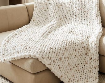 Manta de punto grueso, cálida, neutra, súper suave, hecha a mano, suave y acogedora, regalo de Navidad, regalo para baby shower, regalo de boda.