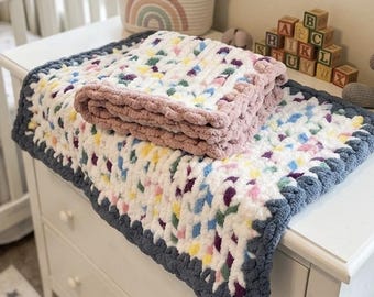Manta extragruesa y súper suave para gemelos, hecha a mano. Suave y acogedora. Regalo hecho a mano para él y para ella. Manta gruesa, regalo para baby shower.
