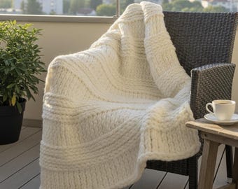 Manta gruesa súper suave para decoración del hogar neutra hecha a mano, suave y acogedora, manta de punto grueso para regalo hecho a mano, regalo de baby shower, manta de regalo de boda
