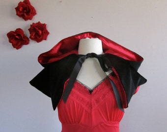 Red Riding Hood Capelet red or black velvet shoulder length hooded cape for women