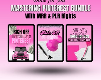 Mastering Pinterest Bundle, MRR included, PLR included, Done for you products, Digital products bundle, Resell rights included