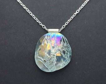 Upcycled iridescent blown glass necklace