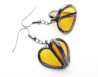 Stained glass earrings amber er17
