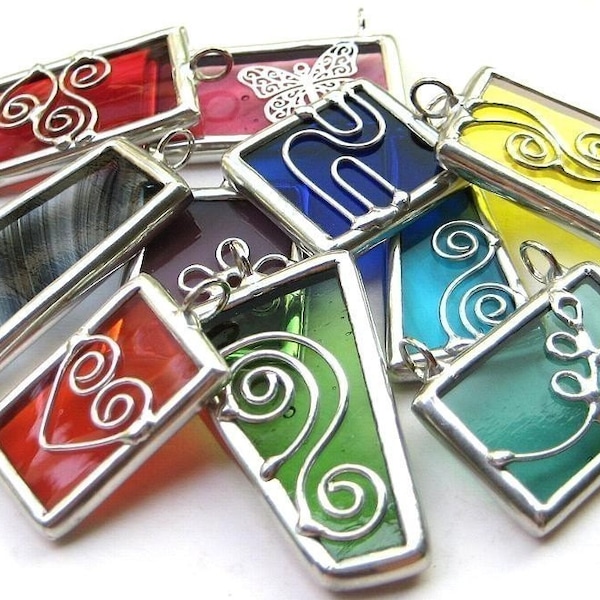 stained glass pendants 3pcs random picked grab bag