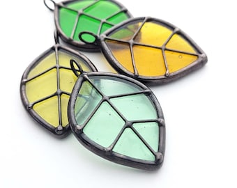 Leaf Stained glass pendant