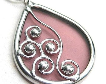 Spirals - teardrop stained glass pendant (1025)