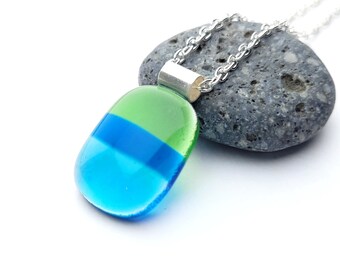 Fused glass pendant necklace (fg0113)