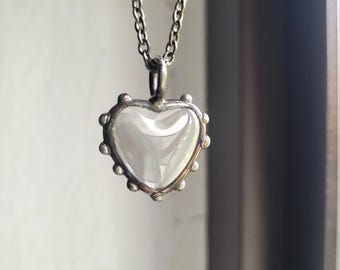 Glass Heart pendant rustic charm A424