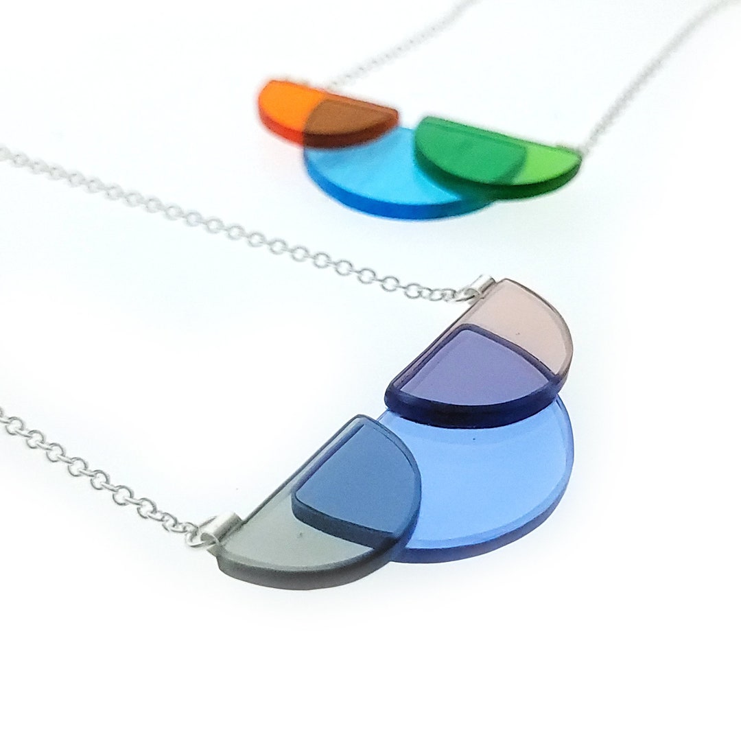 Stained Glass Necklace With Silver Plated Chain (A404) - Etsy