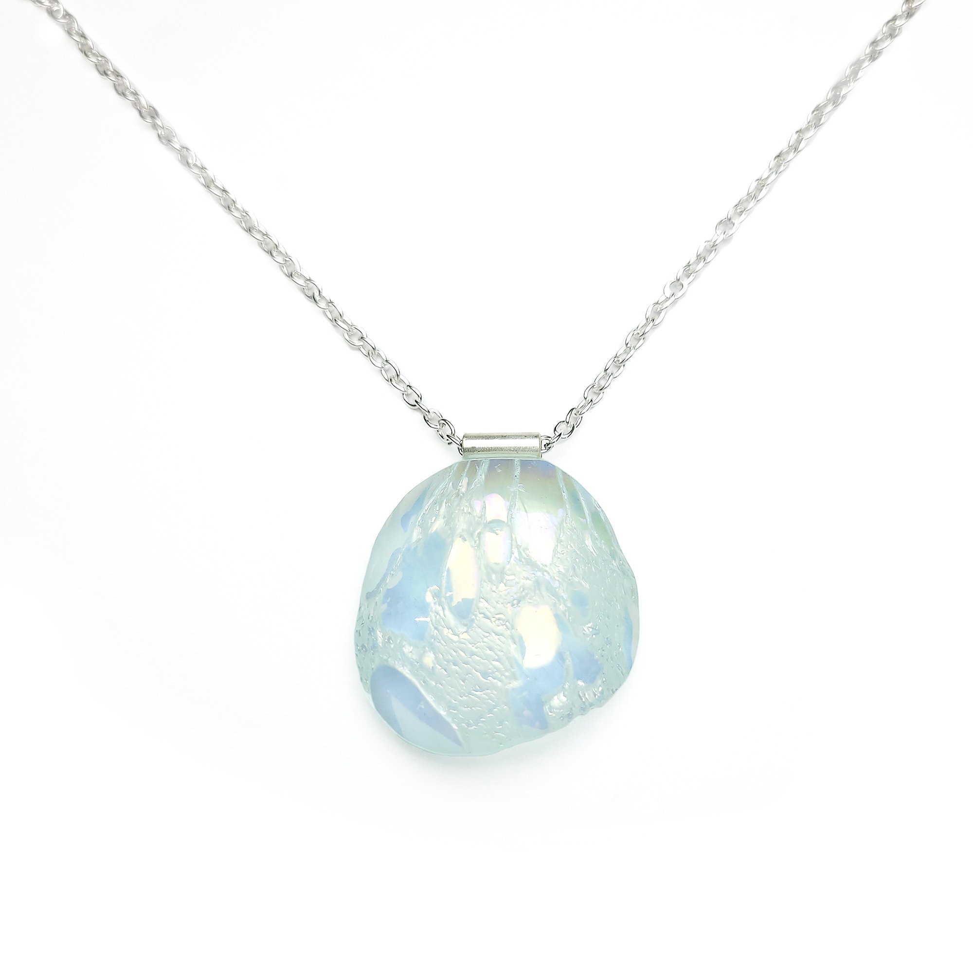 Pendentif Ancien En Verre Soufflé Irisé - Bijou Vintage - Occasion Très Bon état
