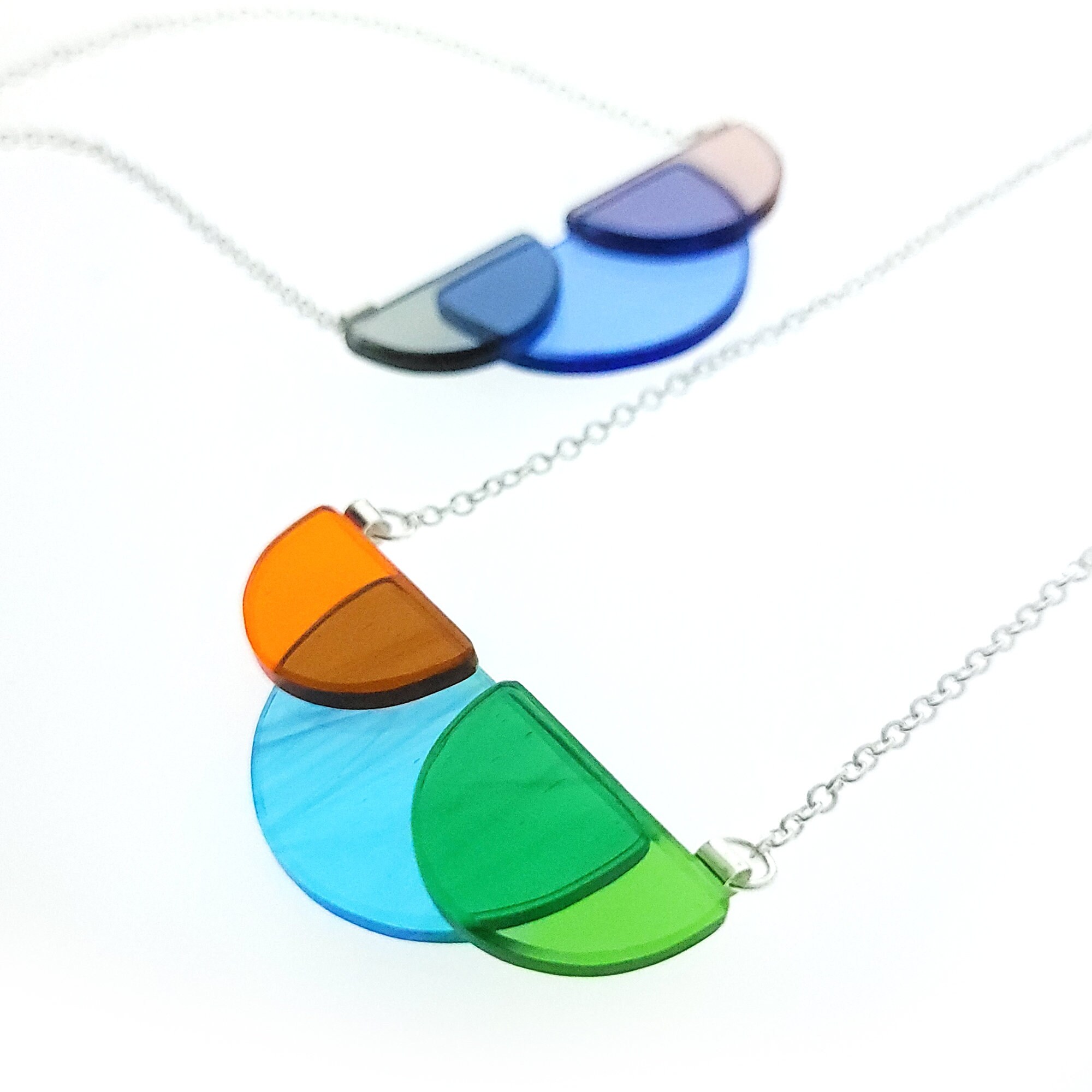 Stained Glass Necklace With Silver Plated Chain (A404) - Etsy