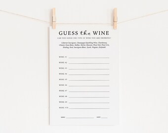Guess the Wine Party Game | Wine Tasting Guess Cards | 10 wines | print today