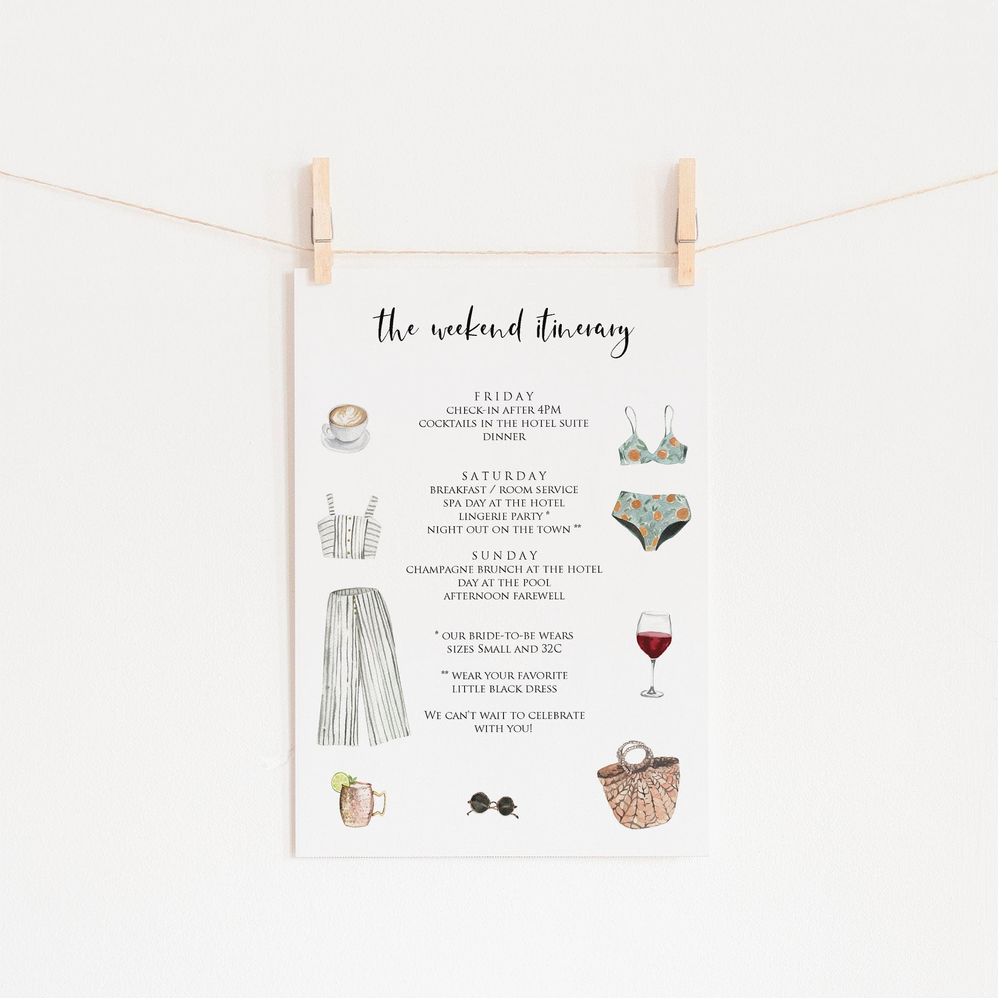 Girls Weekend Itinerary Template Instant Download Editable Etsy