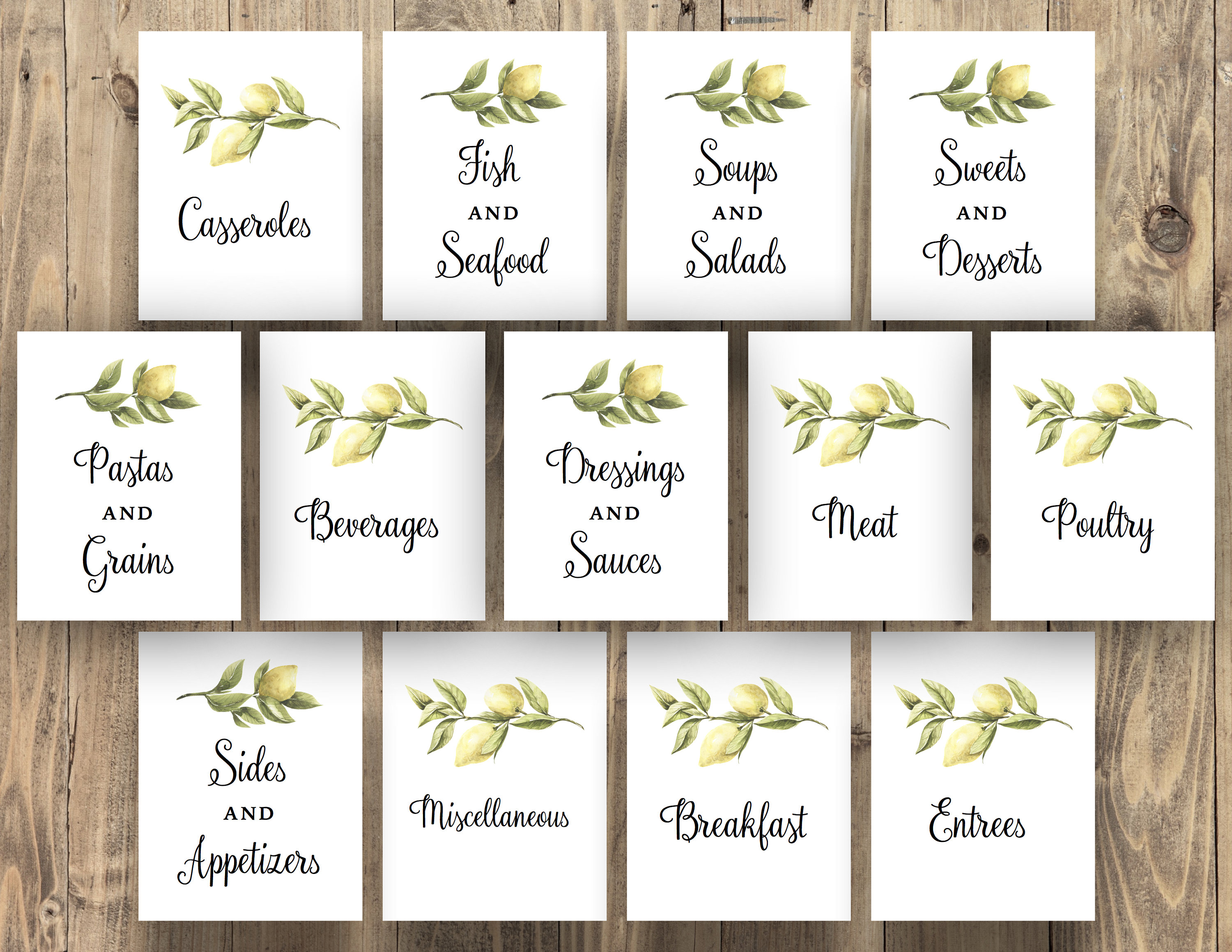 Recipe Binder Kit Section Dividers Recipe Book Watercolor Etsy