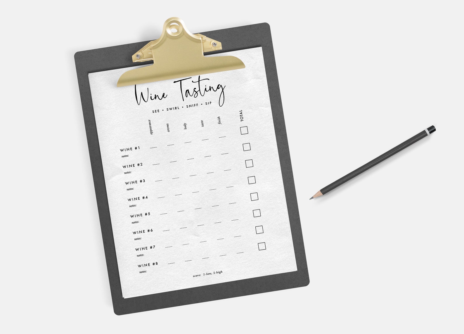 Wine Tasting Score Card Printable Wine Tasting Cards 8 Etsy