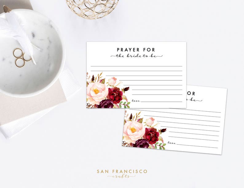 Prayer for the Bride Cards Bridal Shower Prayer Cards | Etsy
