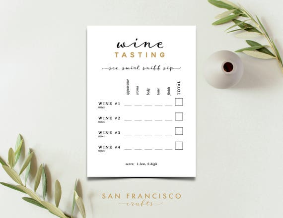 Wine Tasting Card Printable Wine Tasting Scorecard Brooke - Etsy