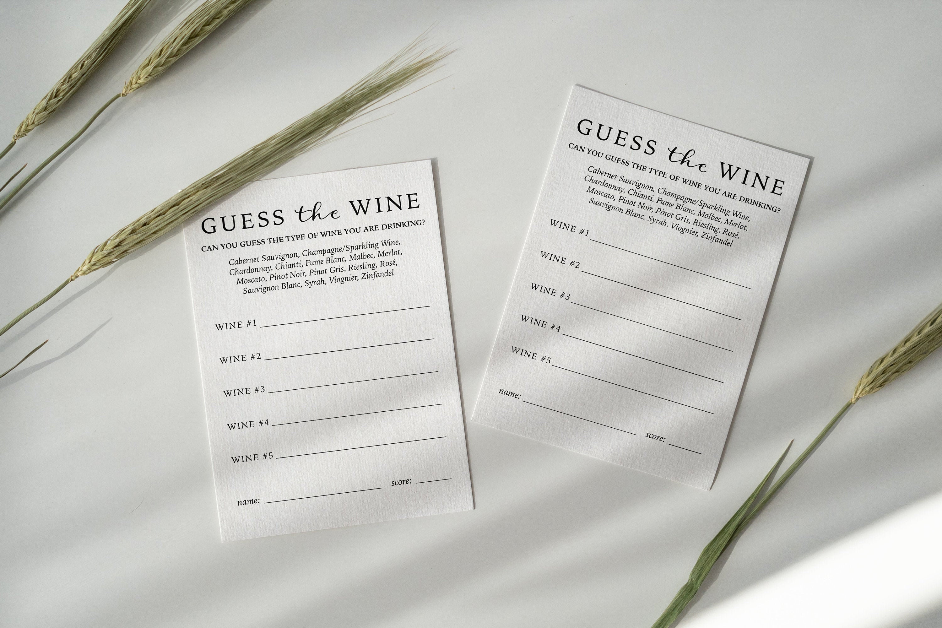 Guess the Wine Party Game Wine Tasting Guess Cards 5 wines Etsy