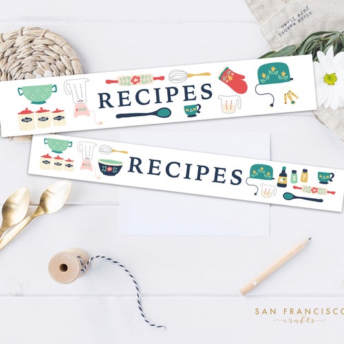 Recipe Binder Spine and Cover Printable 1.5 2 and 4 Inch - Etsy