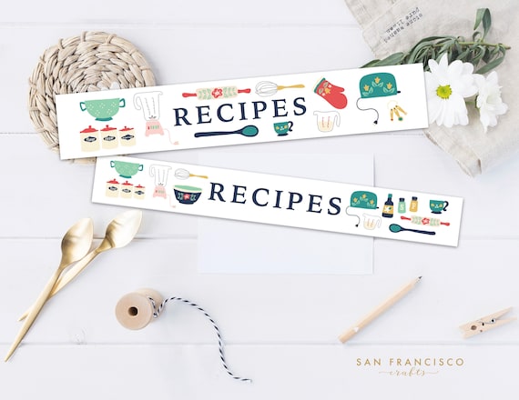 Recipe Binder Spine Printable 1.5 2 and 4 Inch Binder - Etsy