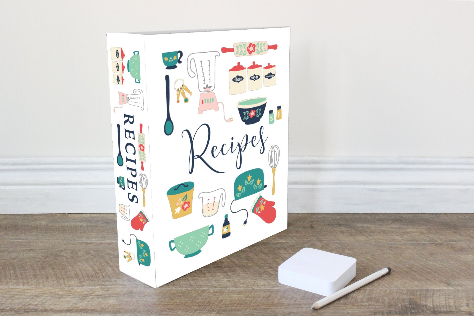 Recipe Binder Spine and Cover - Printable 1.5, 2, and 4 inch binder spines included - Vintage Kitchen Collection - Instant Download PDF file