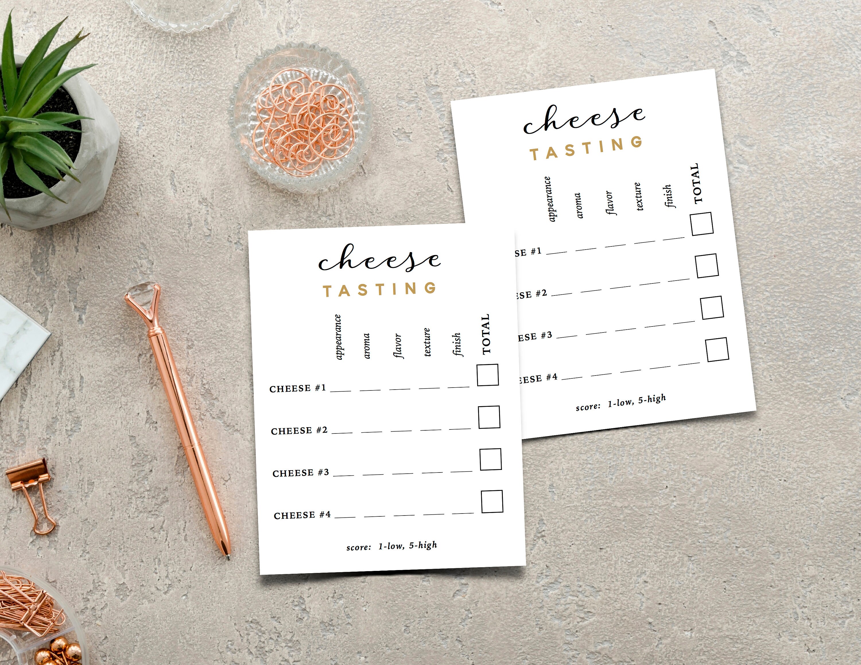 Cheese Tasting Score Card for up to 4 Cheeses Printable Etsy UK