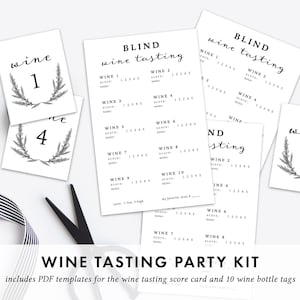 Blind Wine Tasting Scorecard and Bottle Tags or Labels | taste up to 10 wines | Download and print today