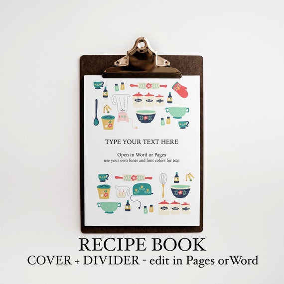 Recipe Binder Cover And Divider Printable Edit In Pages Or Etsy