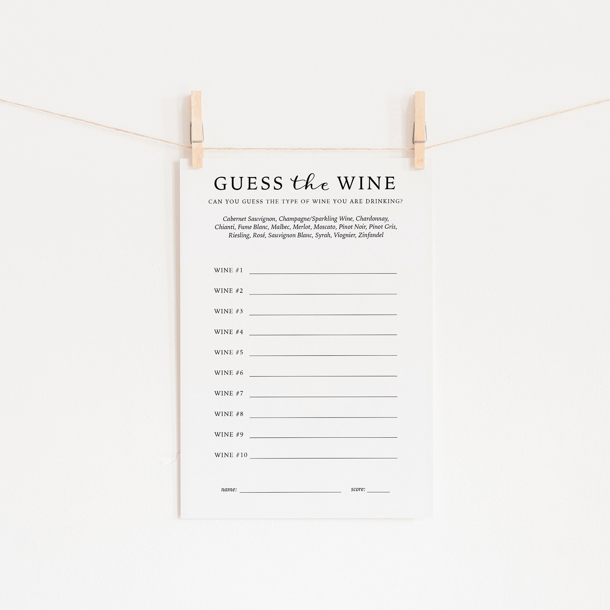Guess the Wine Party Game Wine Tasting Guess Cards 10 Etsy