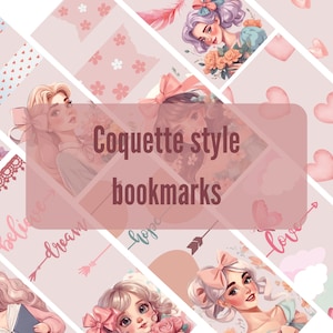 Coquette Style Printable Bookmark Set - 13 Chic Girly Designs in Soft Colors for book lovers, book enthusiast, readers gift,book accessories