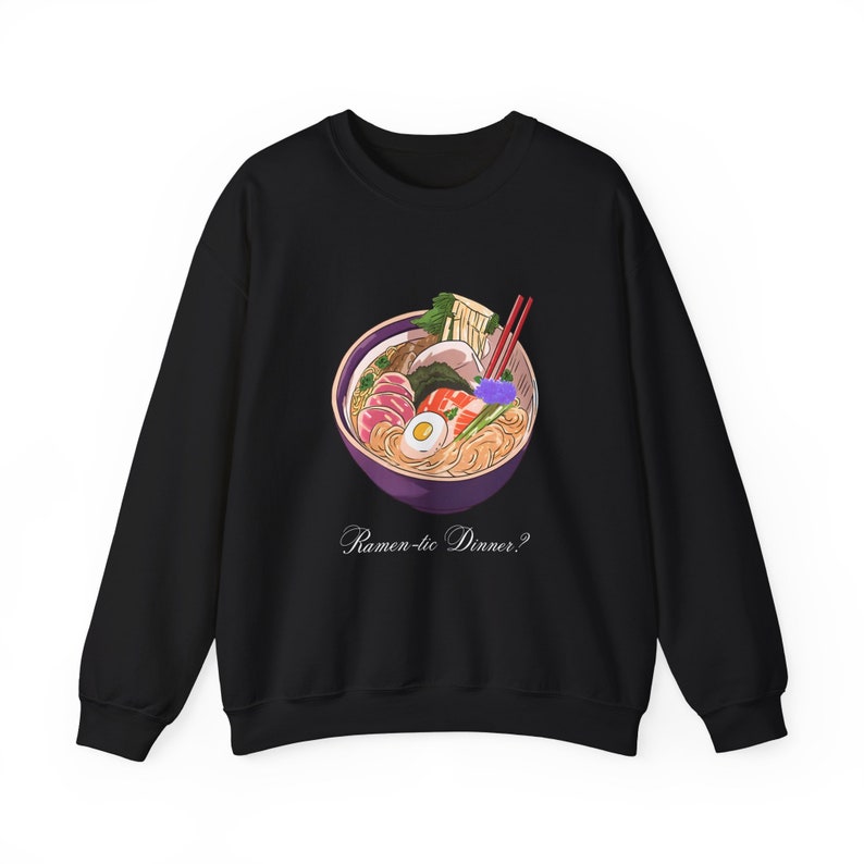 Ramen-tic dinner sweatshirt, Ramen sweatshirt, Ramen shirt, Ramen hoodie, Noodle apparel, Foodie top, Ramen pullover, food sweatshirt zdjęcie 1