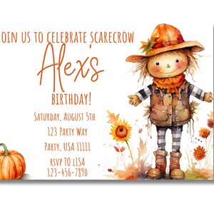 Join us to celebrate Scarecrow (name of person being celebrated) birthday!

Add your information

Pumpkin and scarecrow
Watercolor
Fall Harvest Party
Kid
Any Age, Any Gender