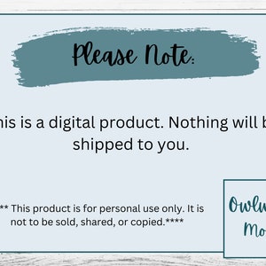 This is a digital product. Nothing will be shipped to you.

This product is for personal use only. Itis not to be sold, shared, or copied.