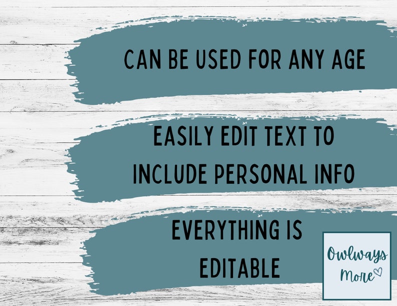 Easily edit text including age.

Can be used for any age.

Everything is editable.