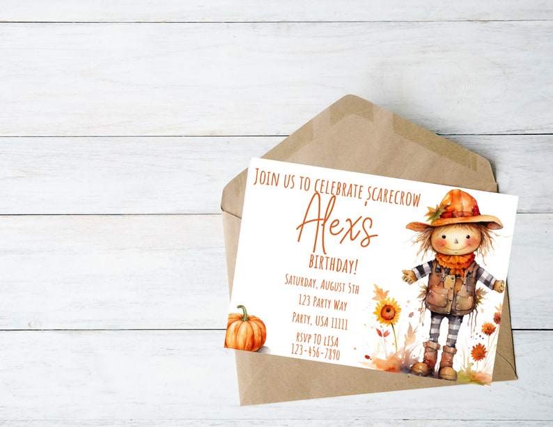 Join us to celebrate Scarecrow (name of person being celebrated) birthday!

Add your information

Pumpkin and scarecrow
Watercolor
Fall Harvest Party
Kid
Any Age, Any Gender