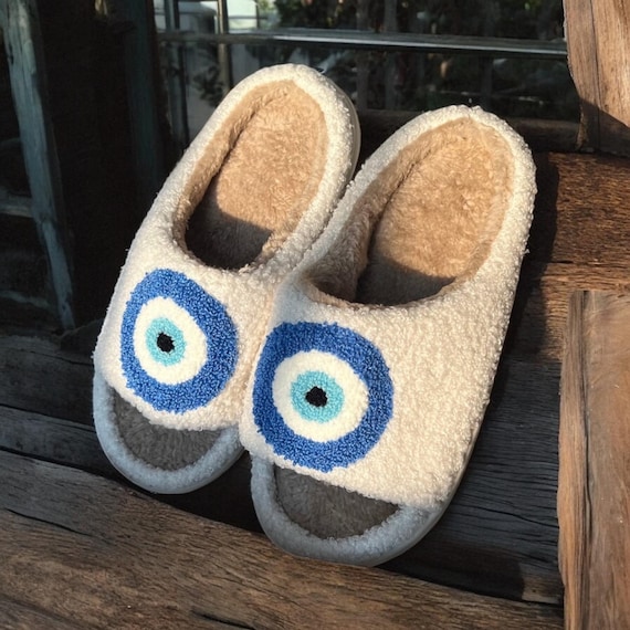 Evil Eye Slippers: Cozy Indoor/outdoor Open Toe, Soft, Comfy