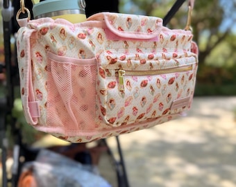 Princess Stroller Organizer Bag | Disney-Inspired Diaper Caddy | Theme Park Mom Essential | Stroller Storage with Cup Holder | Baby