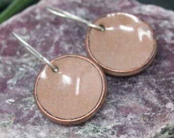 Fawn penny earrings, neutral lucky penny jewelry, Eco Conscious Unique Anniversary Gift, American Penny, Handmade Jewelry copper anniversary