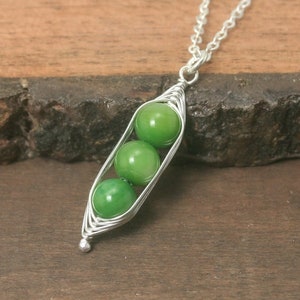 Three Peas in a pod necklace *** gift for her new mom twin triplet grandma birthday sister friend mother day peapod two birthday jewelry