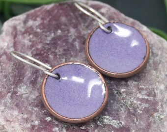 Verbena penny earrings, purple lucky penny jewelry, Boho Style Penny from Heaven, Unique Anniversary Copper Penny, Handmade Gift for Women