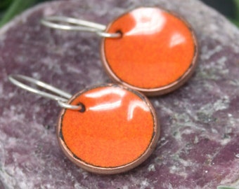 Orange Crush penny earrings, lucky penny jewelry, Unique Gift for Grandma, Eco Friendly American Penny, Handcrafted Sister Birthday Gift