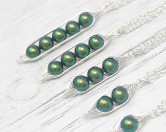 Peapod Necklace, Gifts For New Moms, Triplets Jewelry, Three Pea Pendant, Mom Of Three Gift, Unique Push Present, Meaningful Keepsake