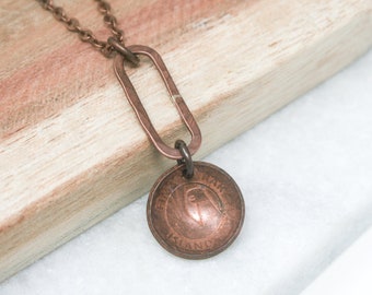 Unique Iceland Coin Pendant - Mixed Metal Boho Necklace, Eco Conscious Gift for Girlfriend, Mom, Sister, Wife, Handcrafted with Authenticity