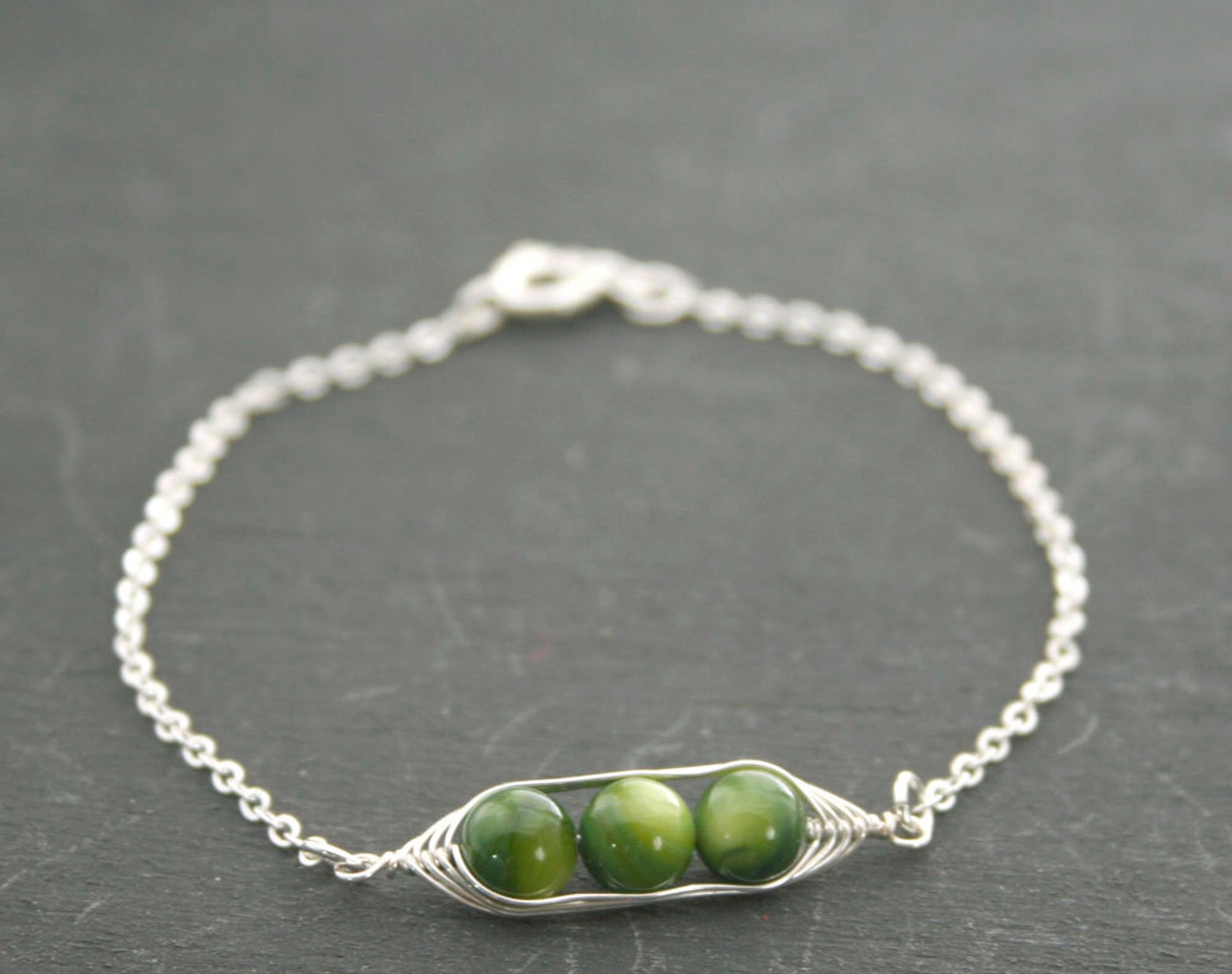 Peas in a Pod Bracelet Pod With Three Peas Gift, 3 Pea in a Pod Jewelry