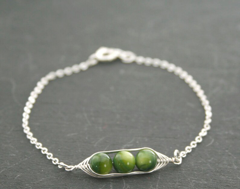 Peas in a Pod Bracelet Pod With Three Peas Gift, 3 Pea in a Pod Jewelry