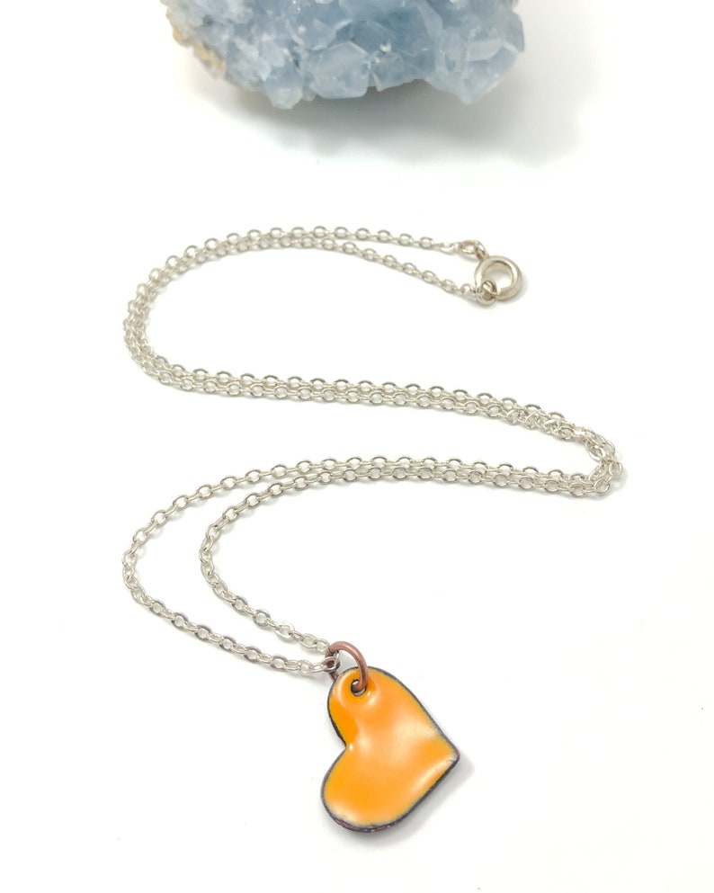 Colorful thoughtful present sister love jewelry for daughter Marigold enamel heart pendant necklace valentine day gift for best friend