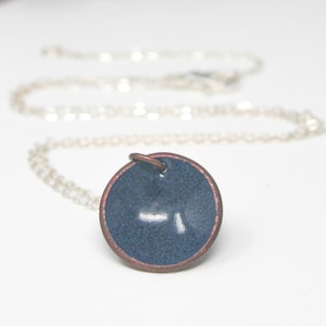 Enameled Penny, Custom Necklace, Blackish Copper, Moon Shadow Pendant, Adjustable Chain Jewelry, Lucky Penny Gift for Her